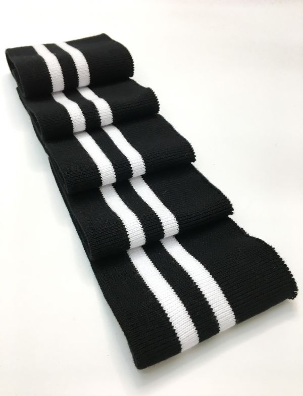 Довяз-манжет 8х100см черный+2полоски белый  ХБ одинарный