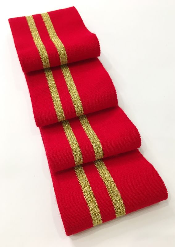 Довяз-манжет 8х100см красный+2полоски золото Акрил одинарный