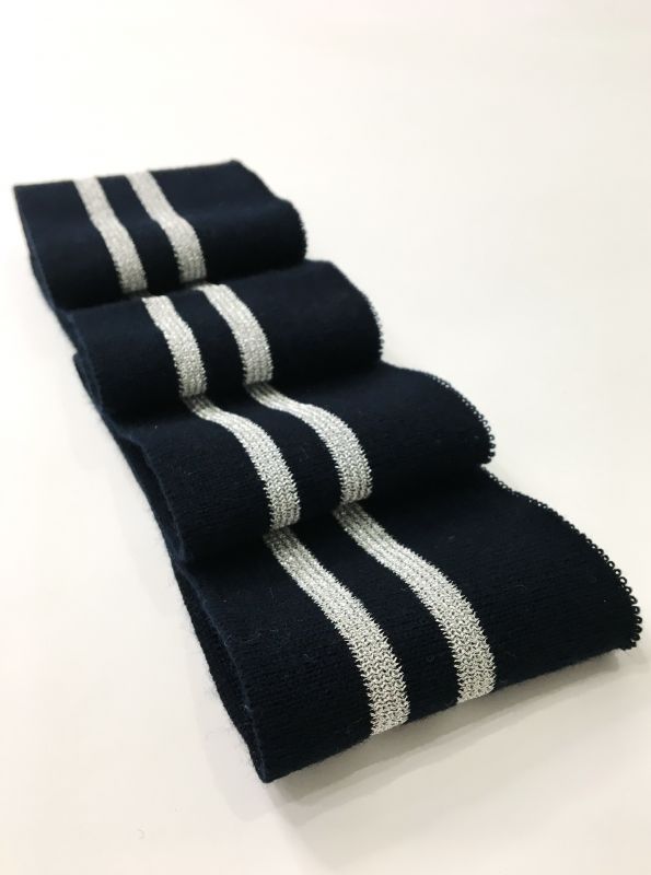 Довяз-манжет 8х100см черный+2полоски серебро Акрил одинарный