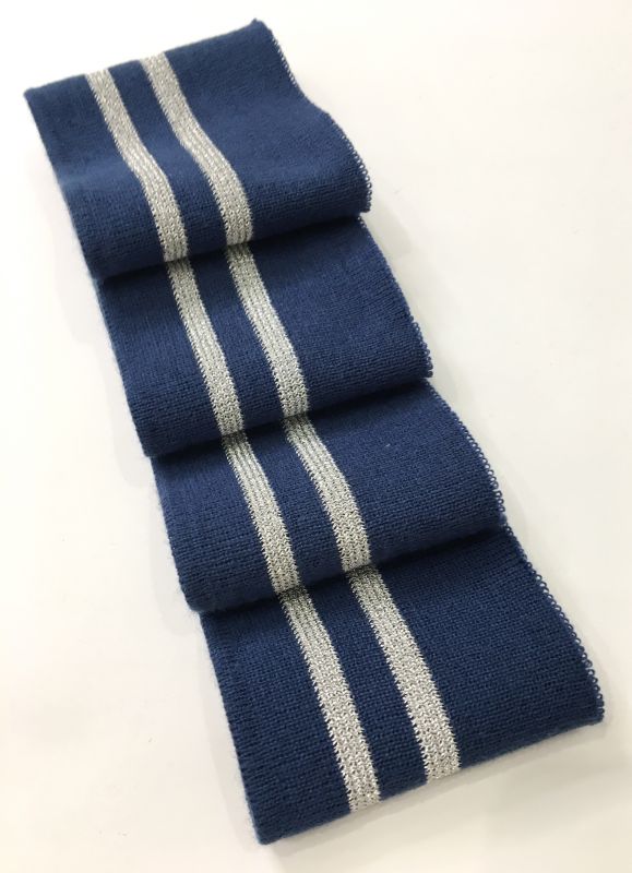 Довяз-манжет 8х100см джинс+2полоски серебро Акрил одинарный