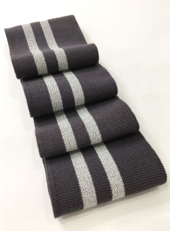 Довяз-манжет 8х100см т.серый+2полоски серебро  ХБ одинарный