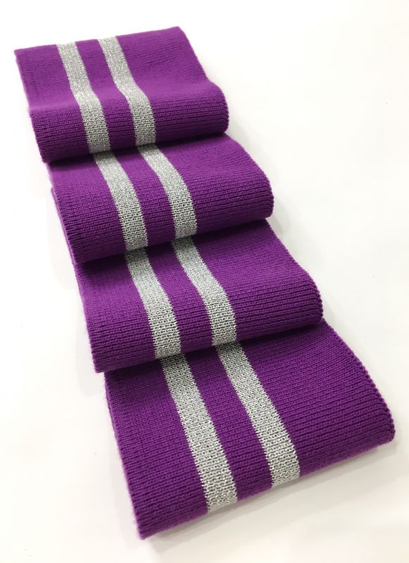 Довяз-манжет 8х100см т.сирень+2полоски серебро ХБ одинарный