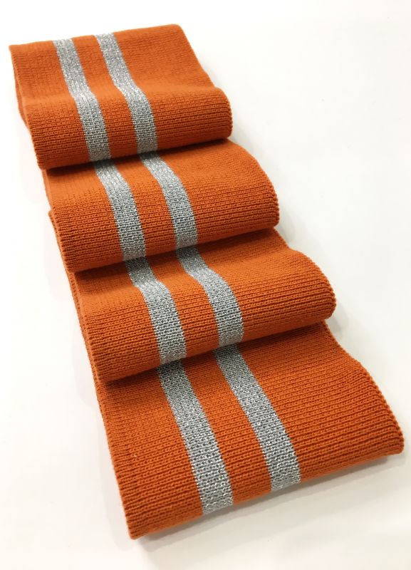 Довяз-манжет 8х100см терракот+2полоски серебро  ХБ одинарный