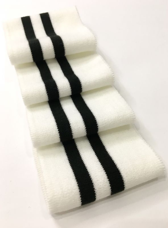 Довяз-манжет 8х100 см белый+2полоски черный Акрил одинарный