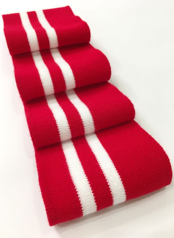 Довяз-манжет 8х100см красный+2полоски белый Акрил одинарный