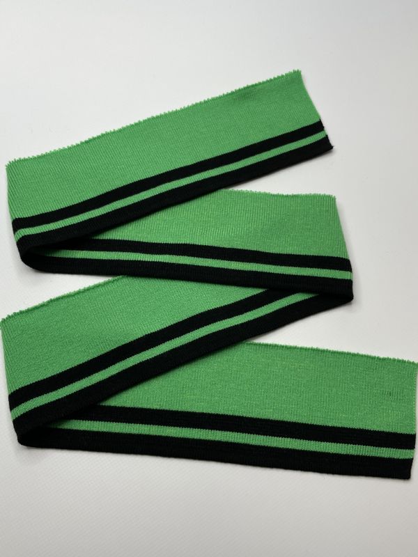 Дов'яз-манжет 8х100см зелений+2 смужки чорний акрил+еластан одинарний