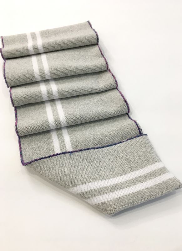 Довяз-манжет 16х140см св.серый+2полоски белый хб двойной