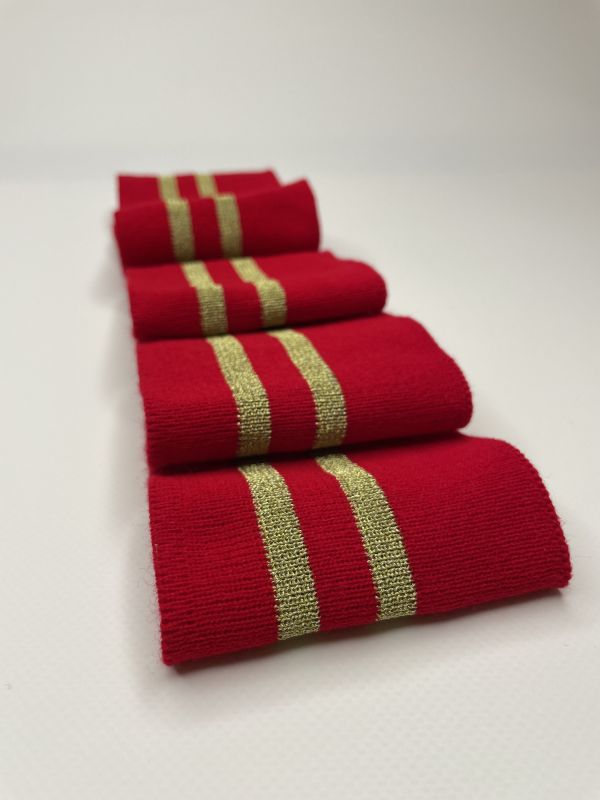 Довяз-манжет 8х100см красный+2 полоски золото акрил одинарный