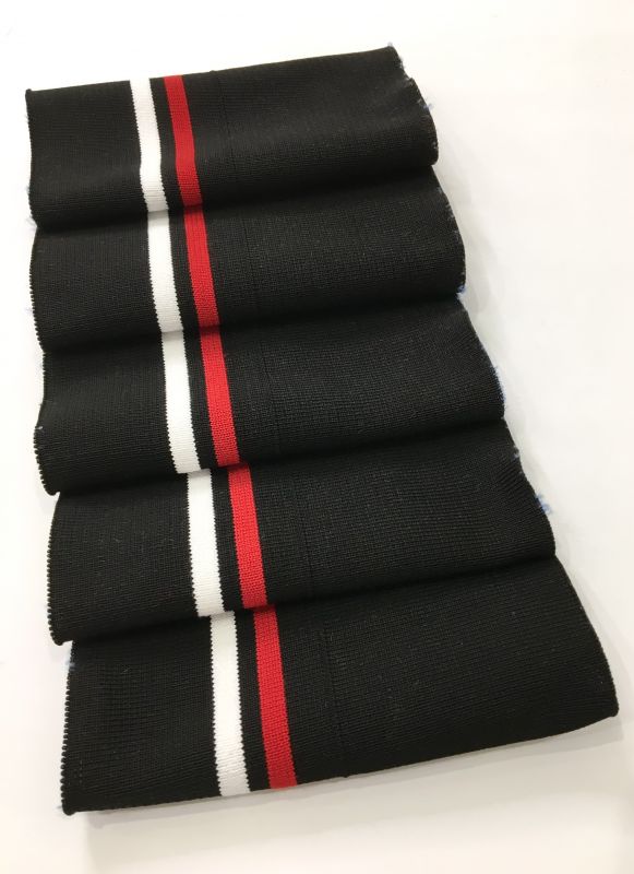 Довяз-манжет 16х150см черный+2полоски красный+белый полиэстр двойной