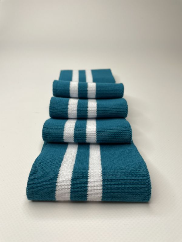 Довяз-манжет 8х100см аквамарин+2полоски белый  ХБ одинарный