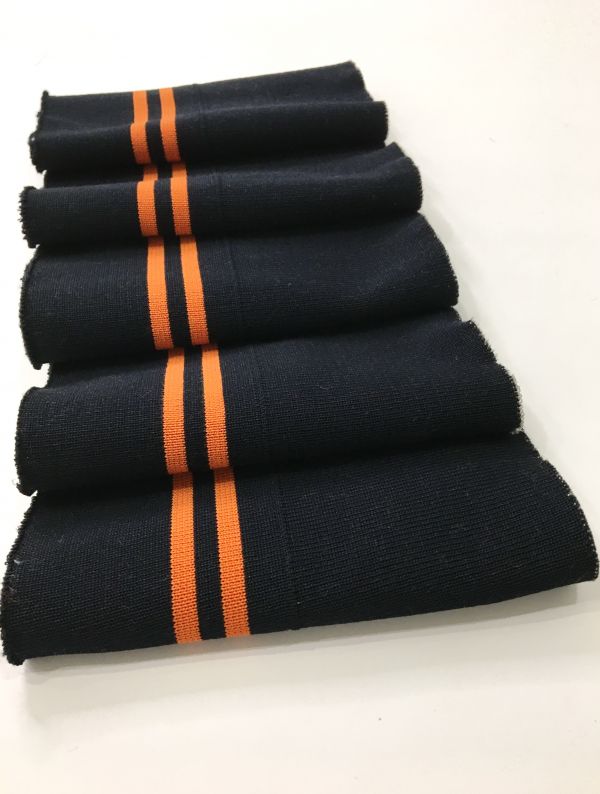 Довяз-манжет 16х150см т.синий+2полоски оранж полиэстр двойной