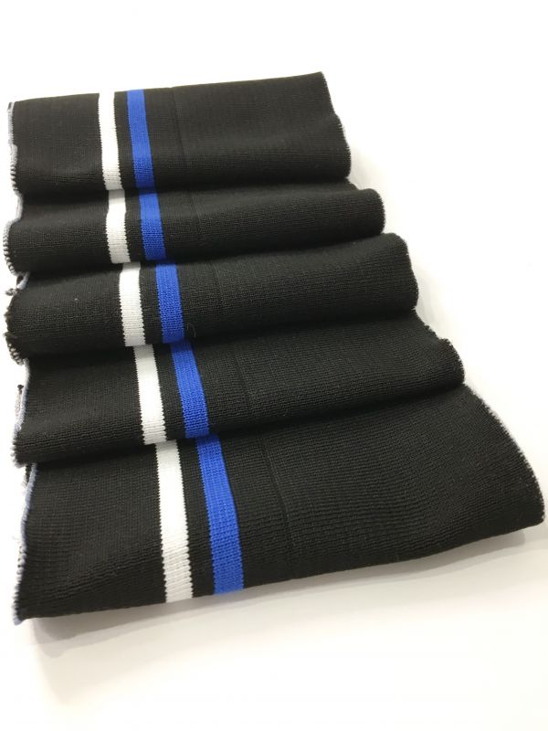 Довяз-манжет 16х150см черный+2полоски электрик+белый полиэстр двойной