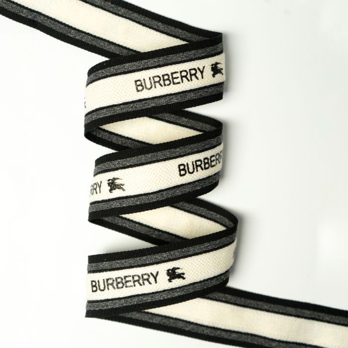 Тасьма-лампас трикотаж 4 см Burberry Чорний+білий