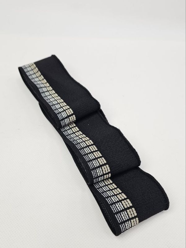 Довяз-манжетная резинка 6х85см Полоски Черн+Беж одинарный 