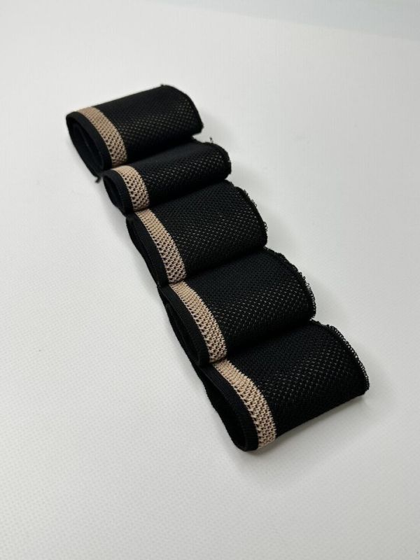 Довяз-манжет-резинка 7х90 см Имитация сетки черный+бежевый двусторонний одинарный