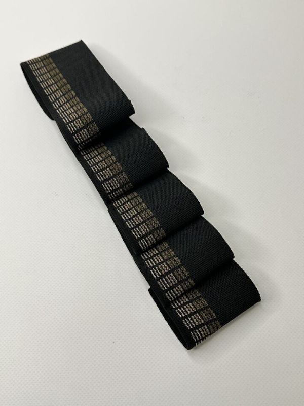 Довяз-манжет-резинка 6х85 см Полоски черный+бежевый одинарный